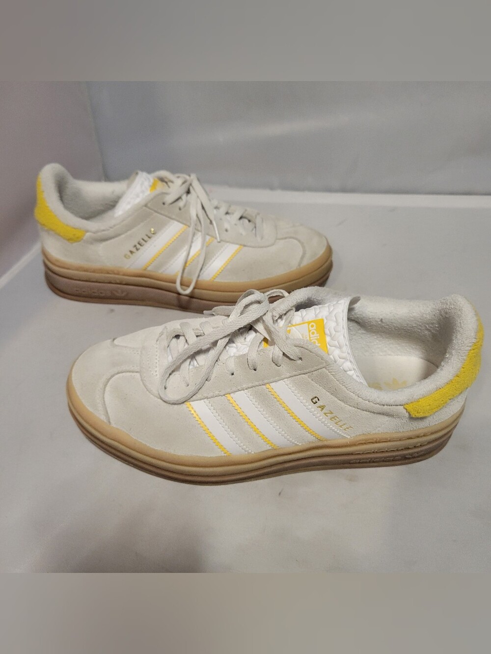 Adidas Gazelle Bold W Women's Size 8.5 Cream White yellow Collegiate